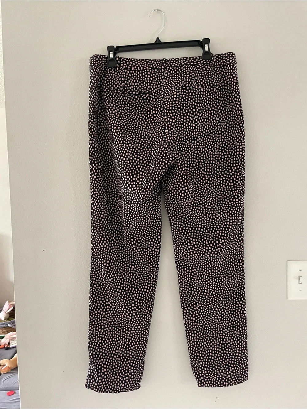 Talbots Black Pants with Pink Dot Print